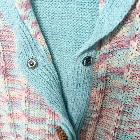 90s GIZEL Knit Cardigan Size 1X Button Snaps Crochet‎ Detail Acrylic Stretch - Picture 5 of 13